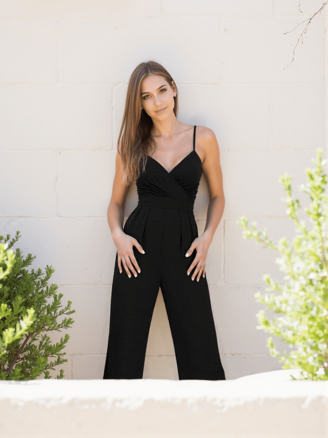 Dam Jumpsuit Bomullsmix Lång Spaghetti Band Avslappnad 3