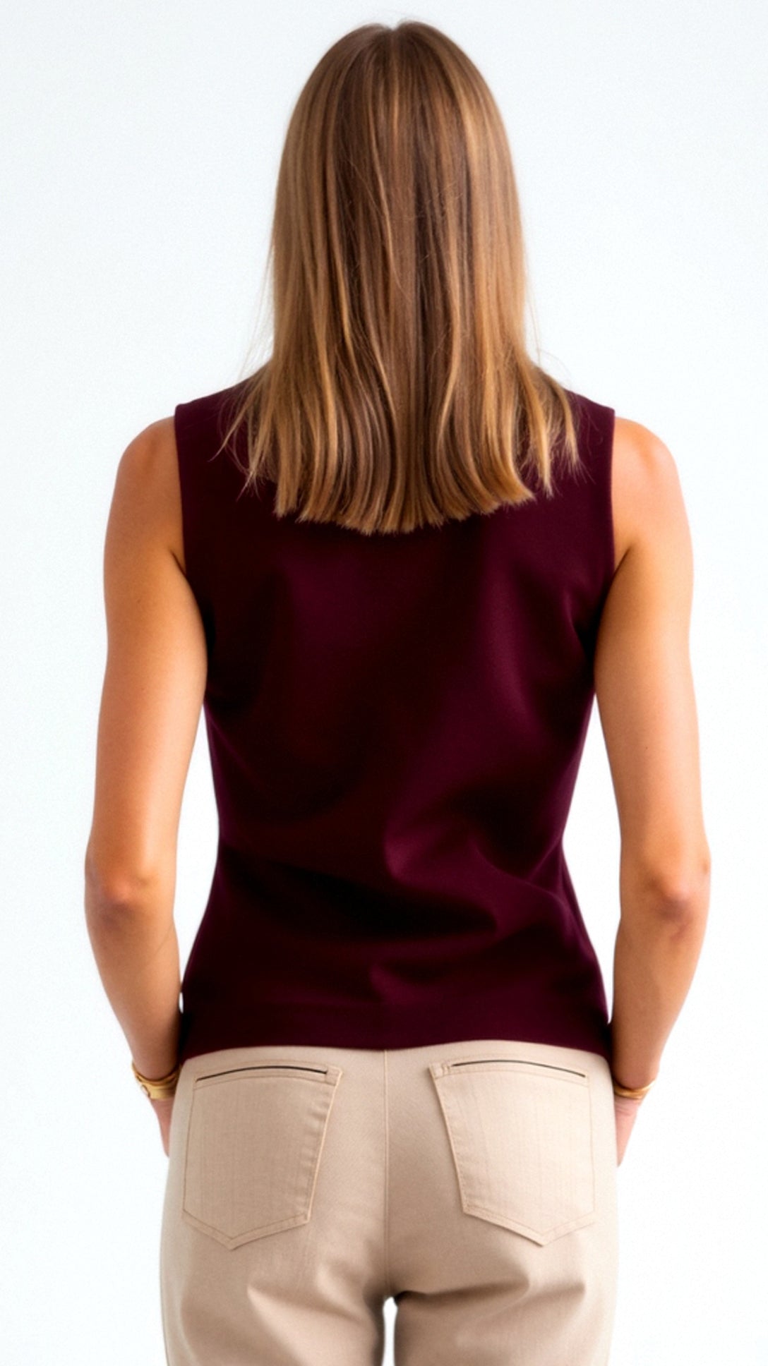 Dam Stickad Väst Ullblandning med Guldknappar 1