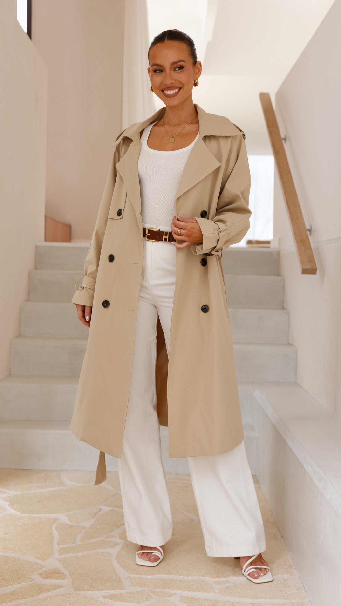 Dam Trenchcoat Oversized Beige Polyester 0