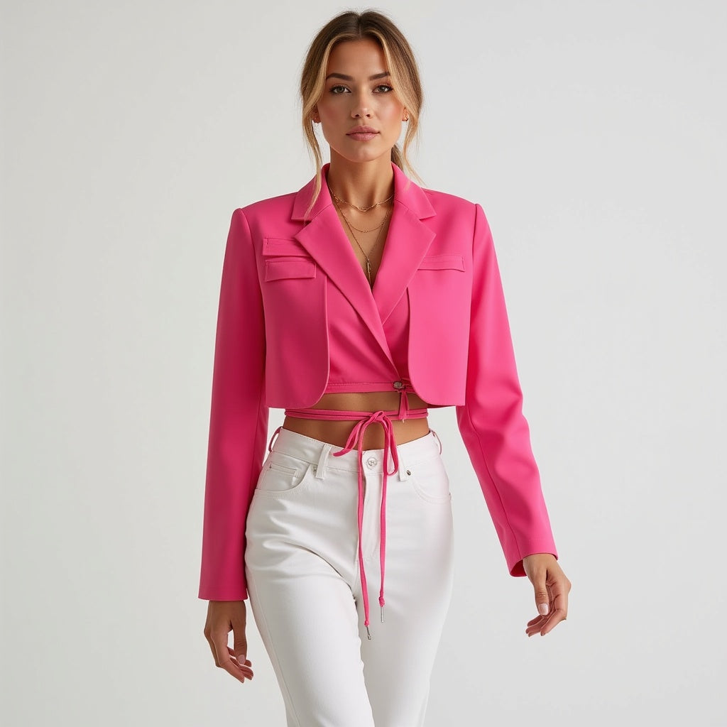 Kvinnors Cropped Blazer Polyester 1