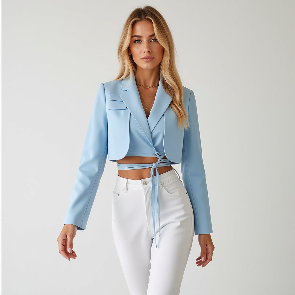 Kvinnors Cropped Blazer Polyester 6