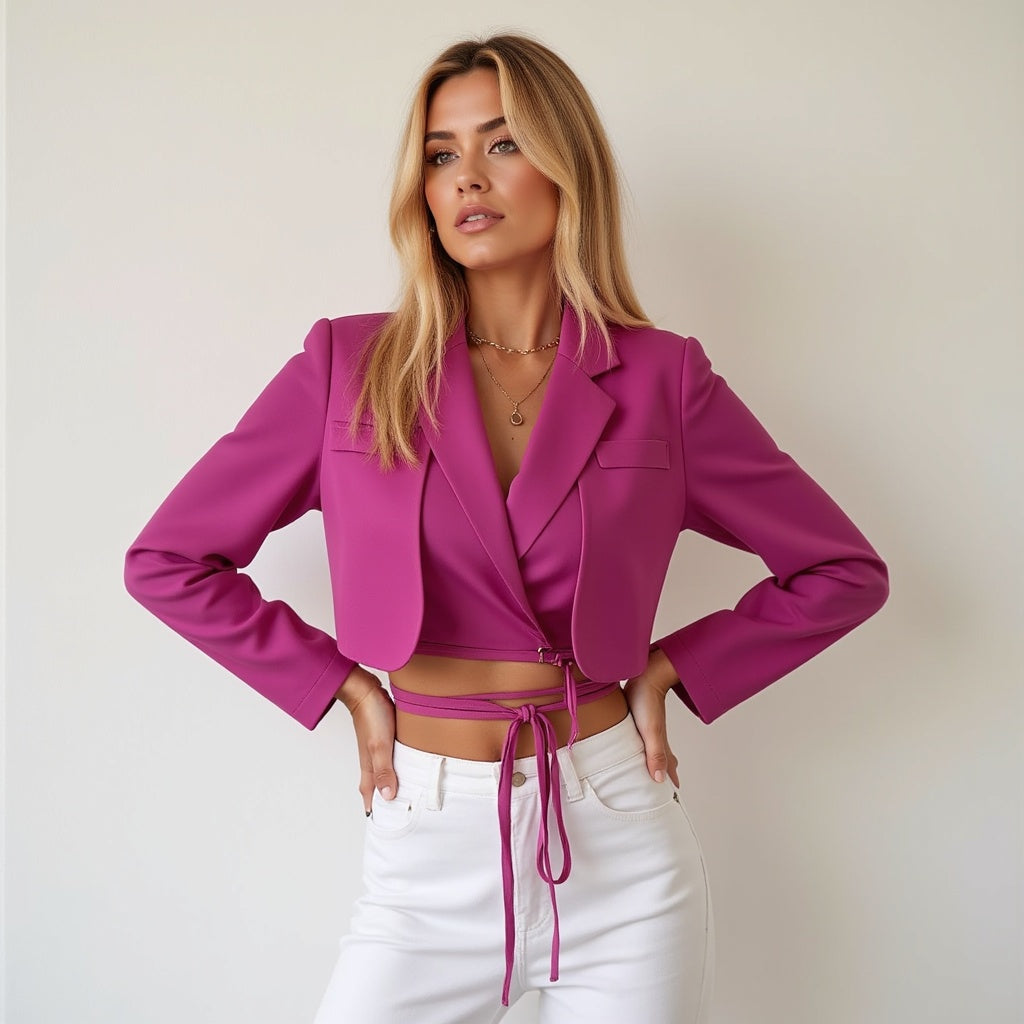Kvinnors Cropped Blazer Polyester 5