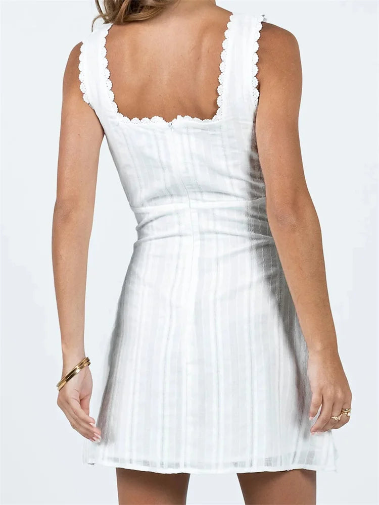 Kvinnors Mini Klänning Spets 100% Spets 7