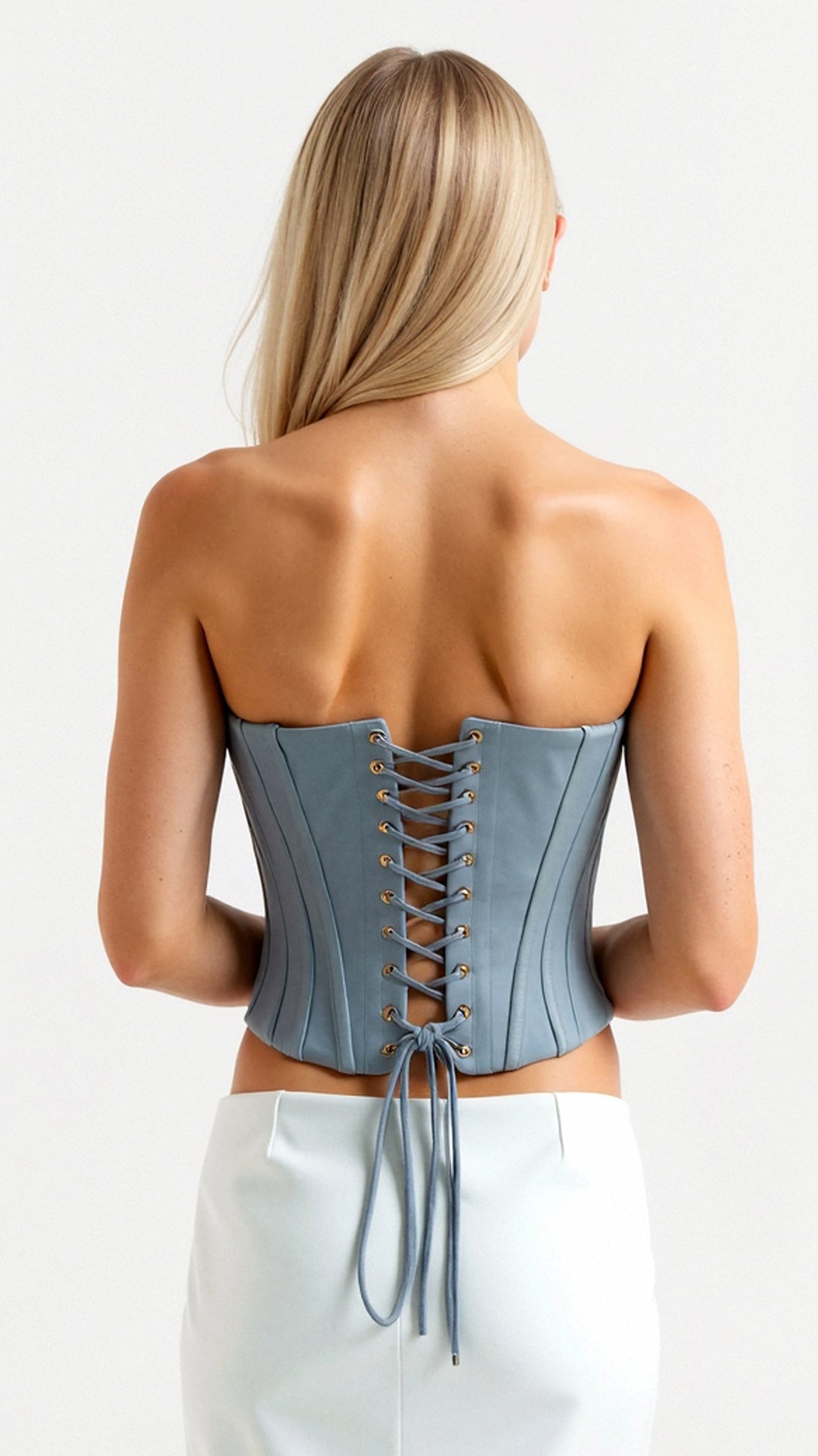 Kvinna Corset Top Polyester Elastan Blågrå 1
