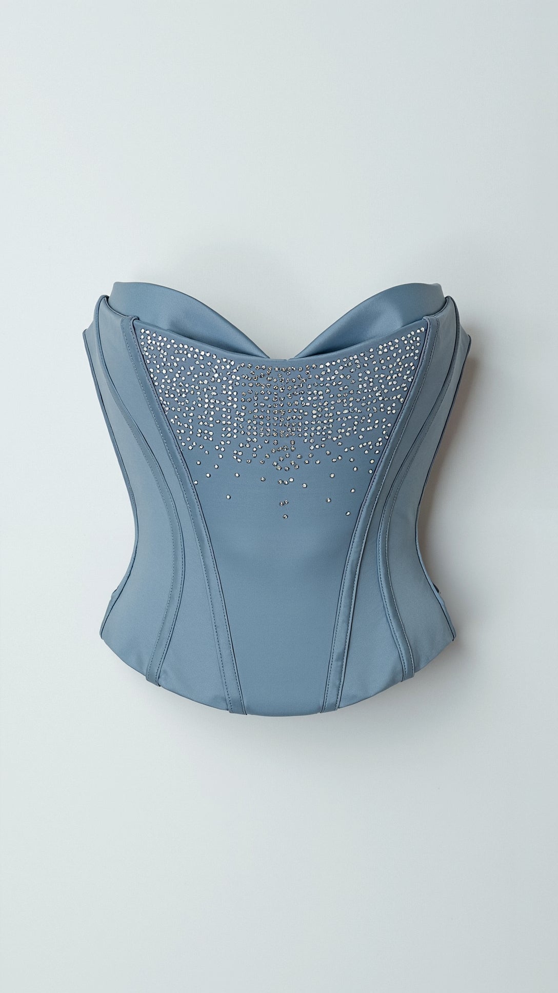 Kvinna Corset Top Polyester Elastan Blågrå 2