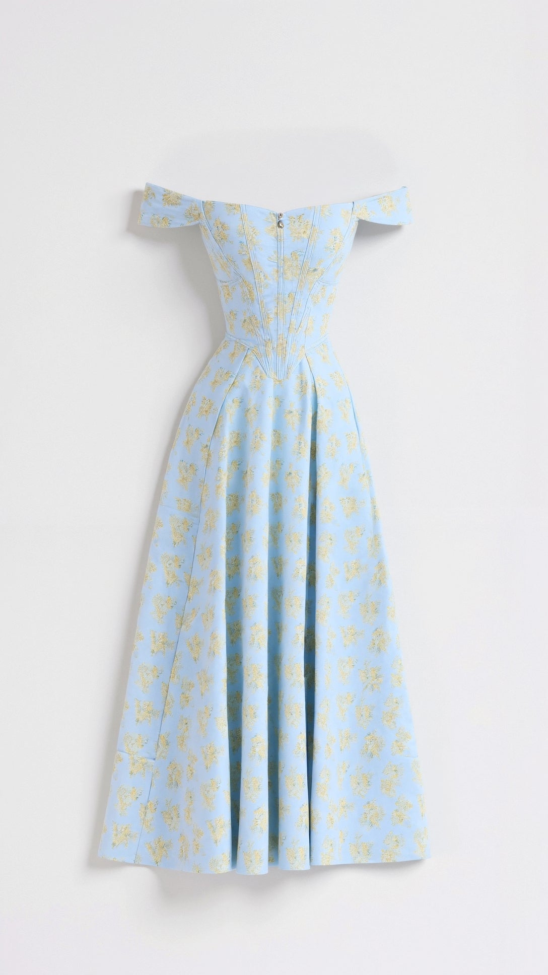 Kvinnors Midi Klänning Jacquard Blommönster Off-Shoulder 2