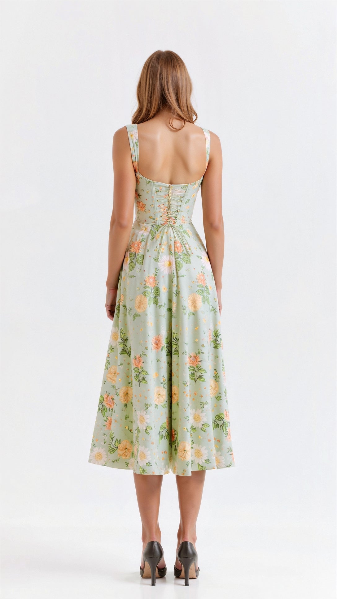 Kvinnors Midi Klänning Jacquard Blommönster Off-Shoulder 4