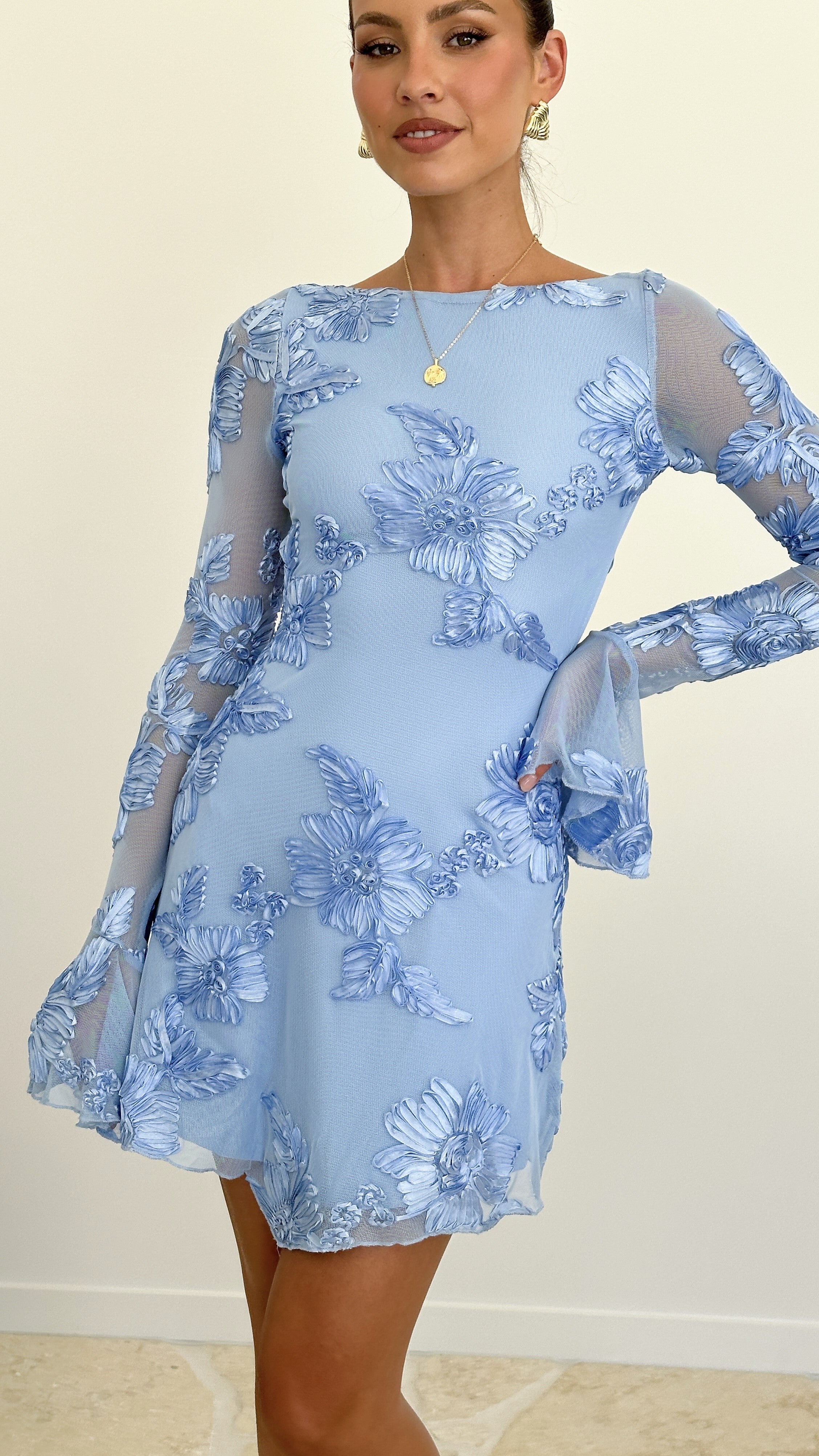 Kvinnors Mini Klänning Polyester Blommönster 4