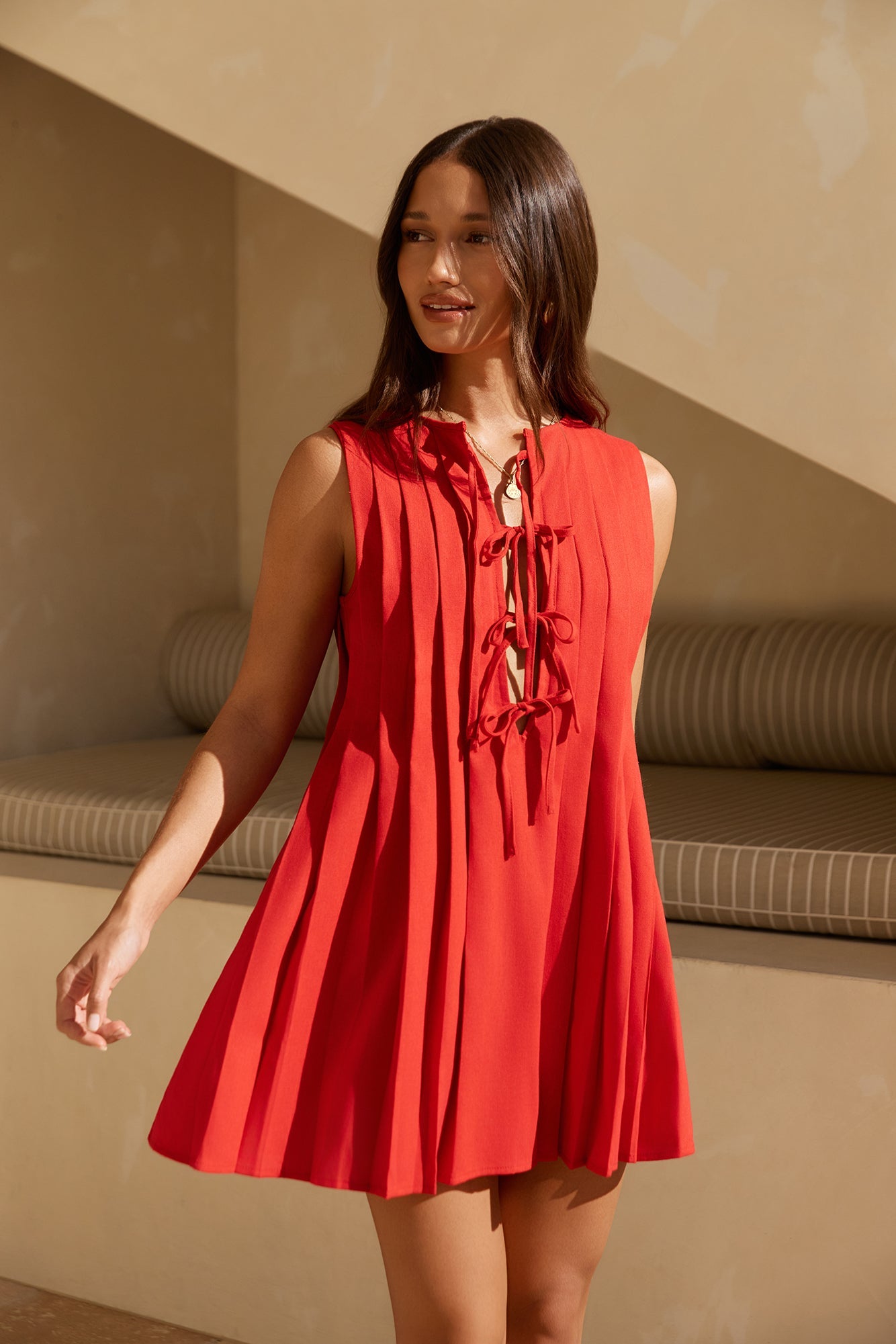 Kvinnors Mini Klänning Polyester Röd 0