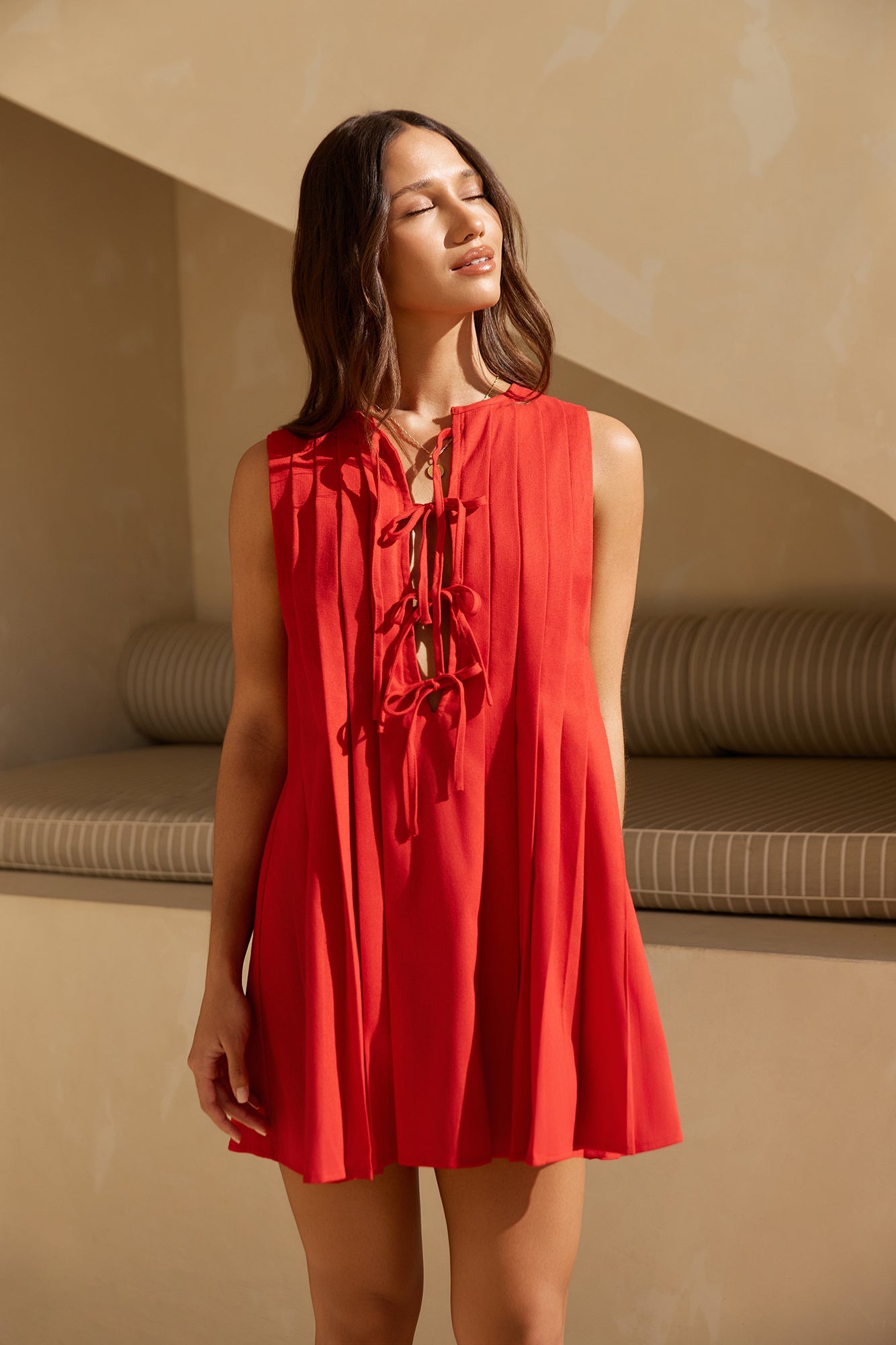 Kvinnors Mini Klänning Polyester Röd 4