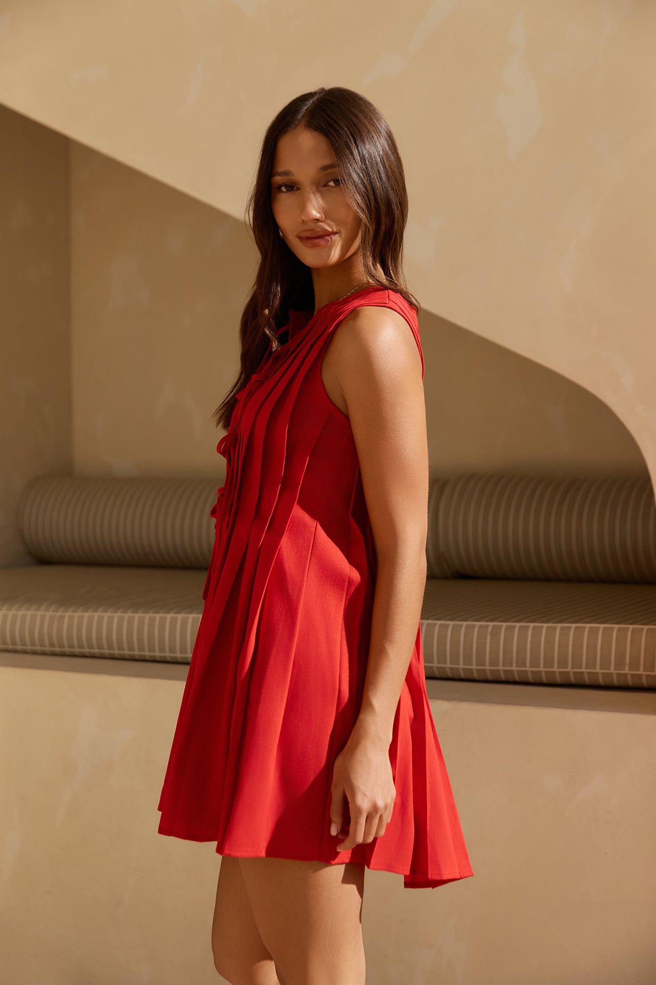 Kvinnors Mini Klänning Polyester Röd 5