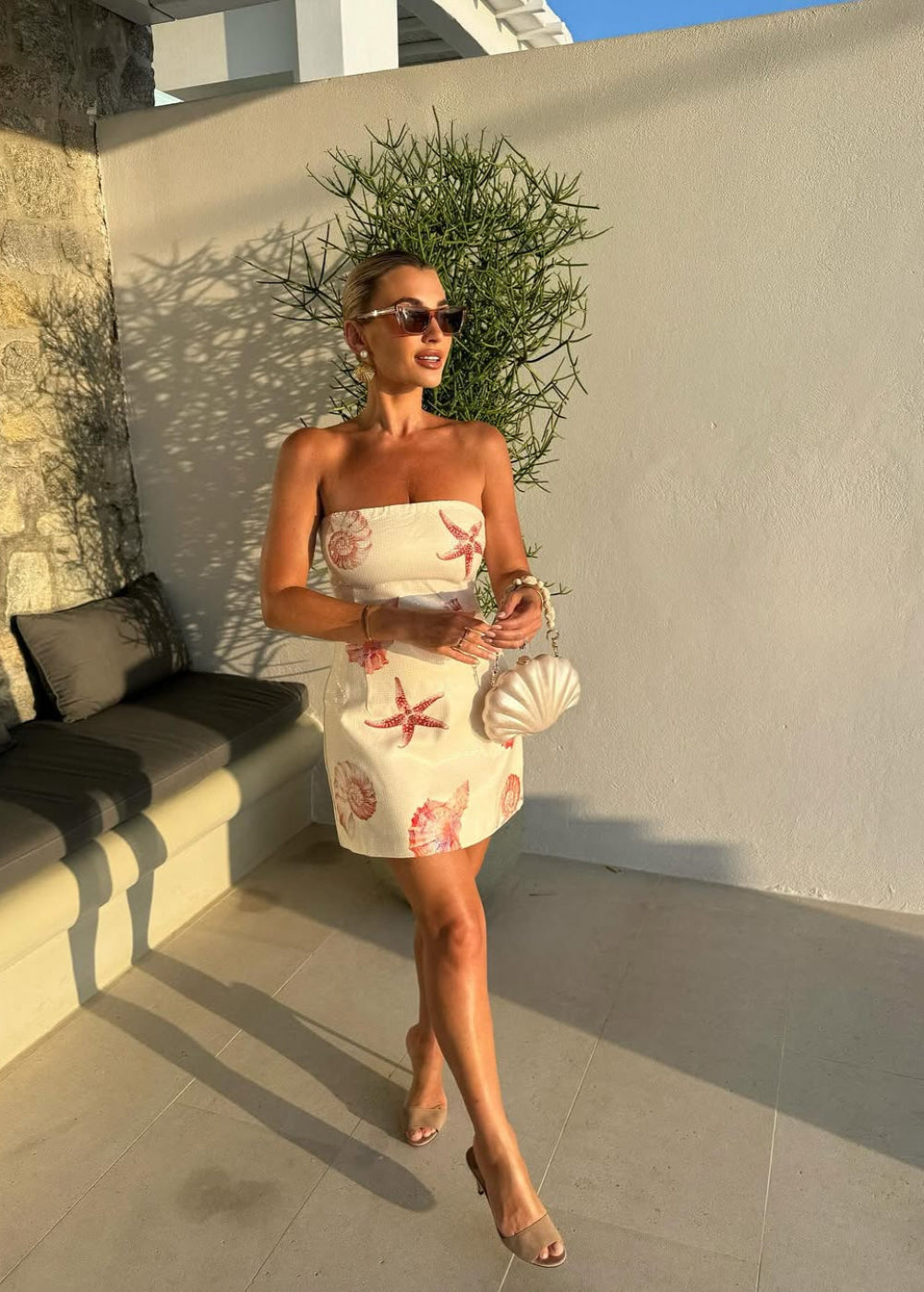 Kvinnors Mini Klänning Polyester Snäckmotiv 0