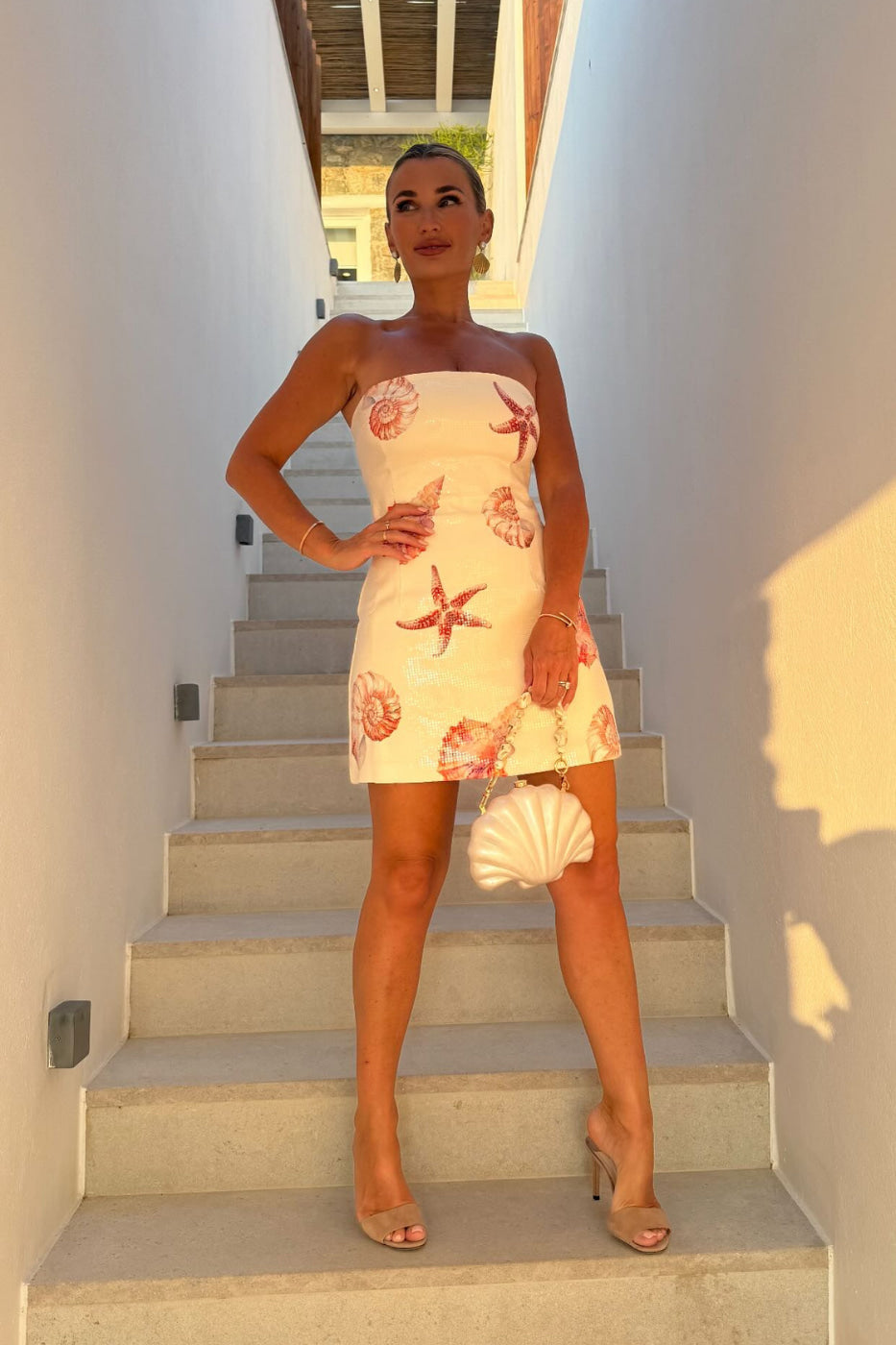 Kvinnors Mini Klänning Polyester Snäckmotiv 2