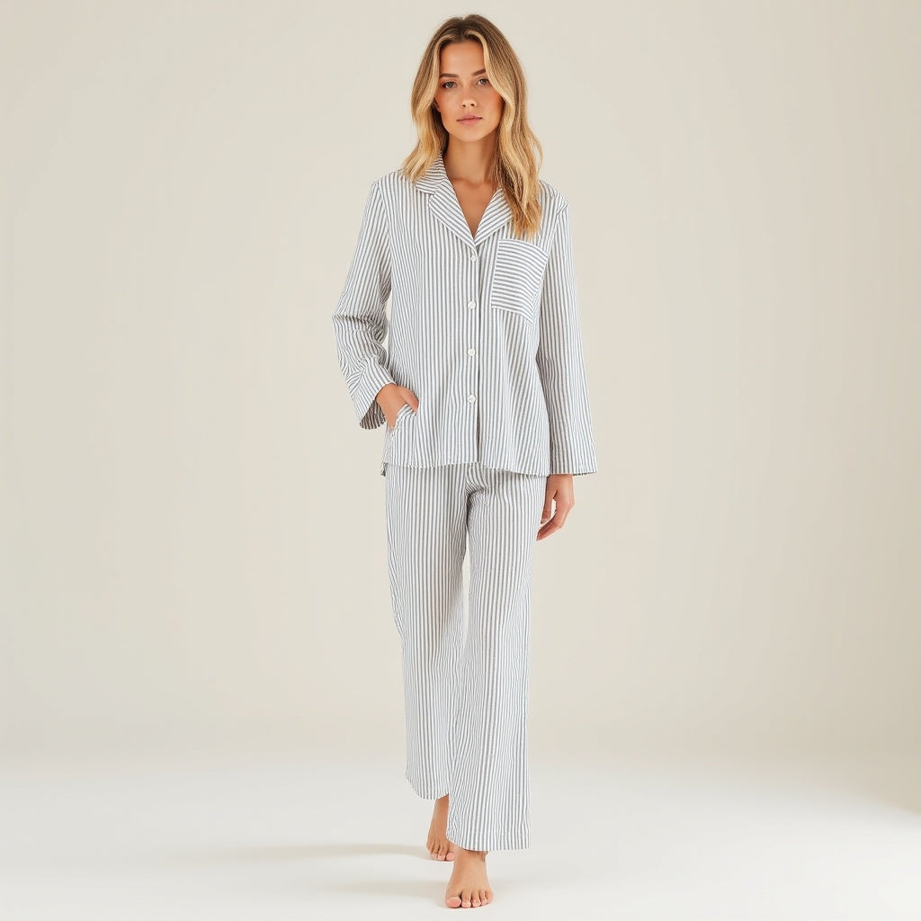 Kvinnors Byxset Bomull Randig 1