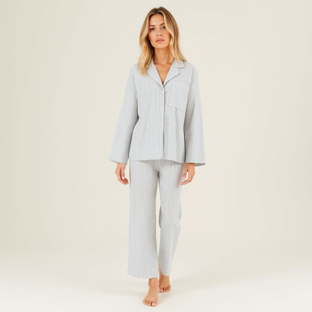 Kvinnors Byxset Bomull Randig 2