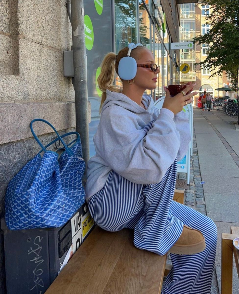 Dam Byxor Polyester Randig Elegant Passform 6