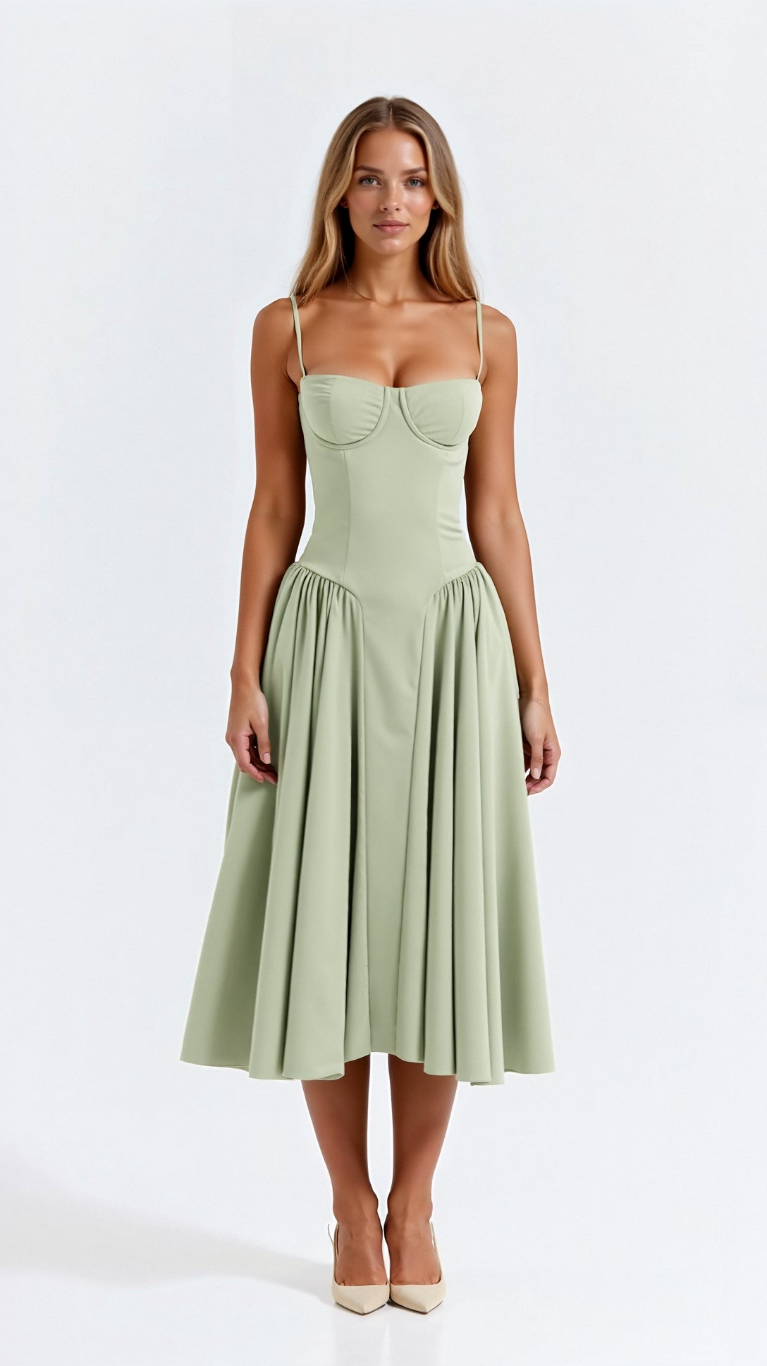 Svart Midiklänning Dam Polyester med Korsettstil för Bröllop 10