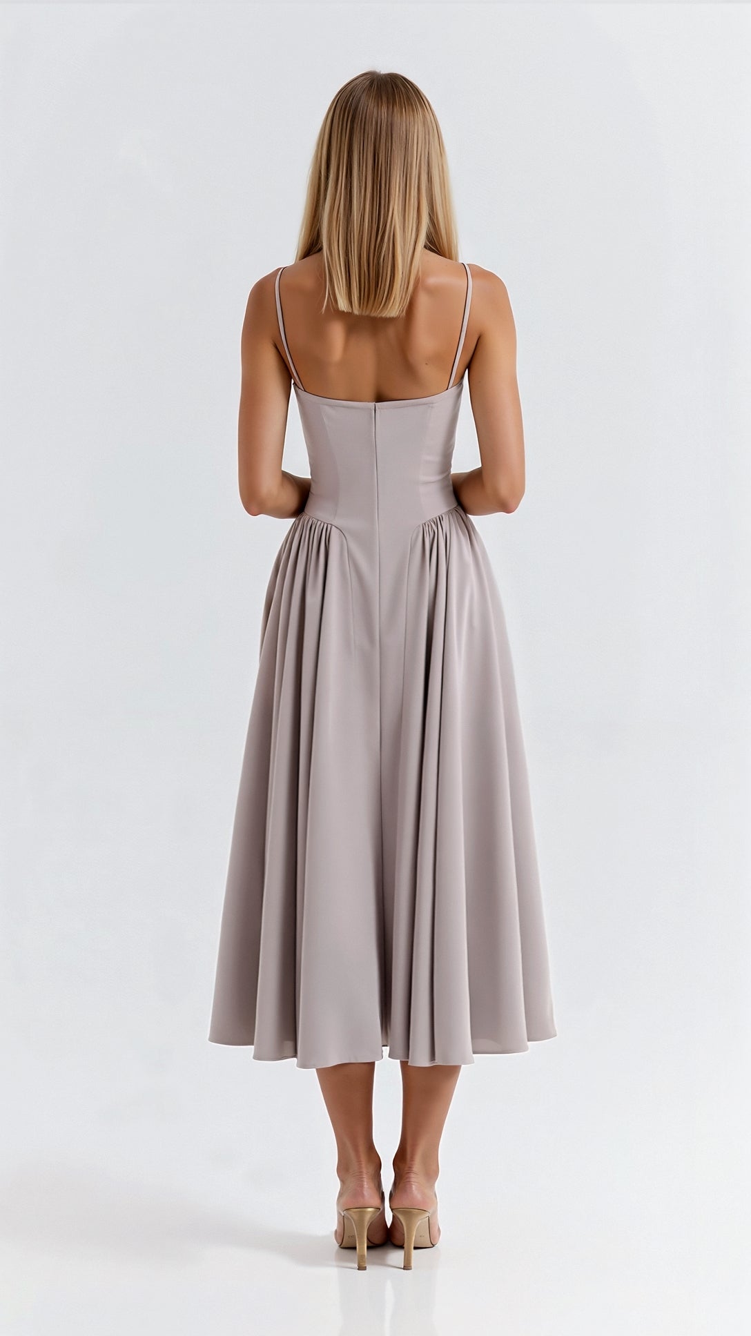 Svart Midiklänning Dam Polyester med Korsettstil för Bröllop 4