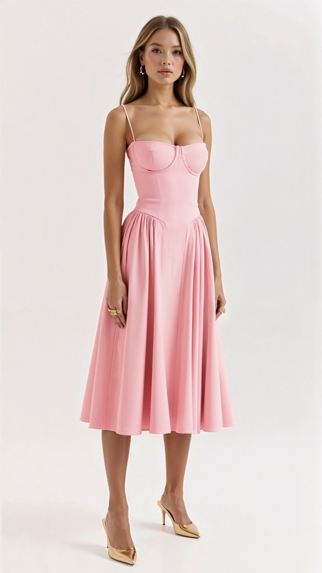 Svart Midiklänning Dam Polyester med Korsettstil för Bröllop 6