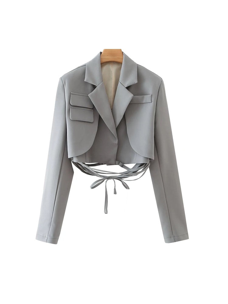 Kvinnors Cropped Blazer Polyester 12