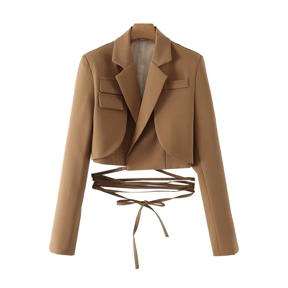 Kvinnors Cropped Blazer Polyester 9