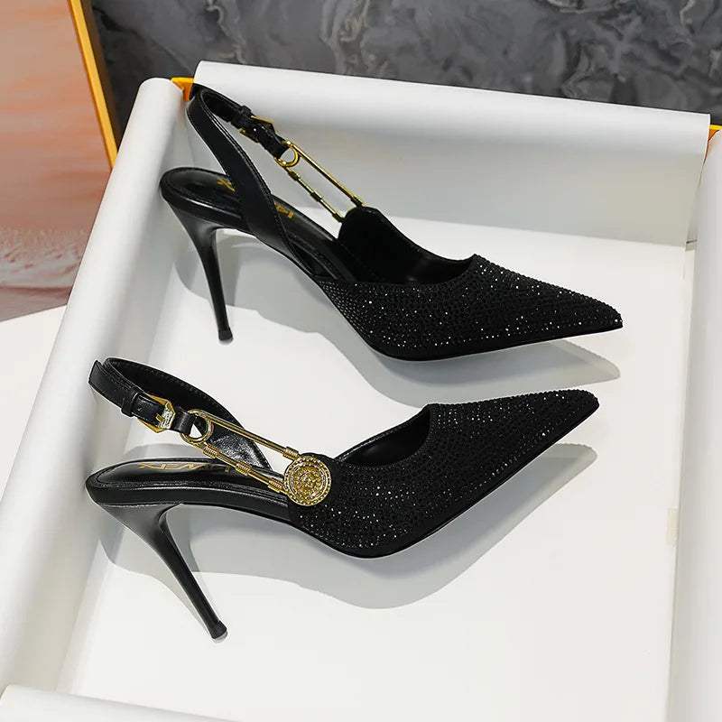 Kvinnors Stiletto Skor Syntetisk med Rhinestone Detaljer 4