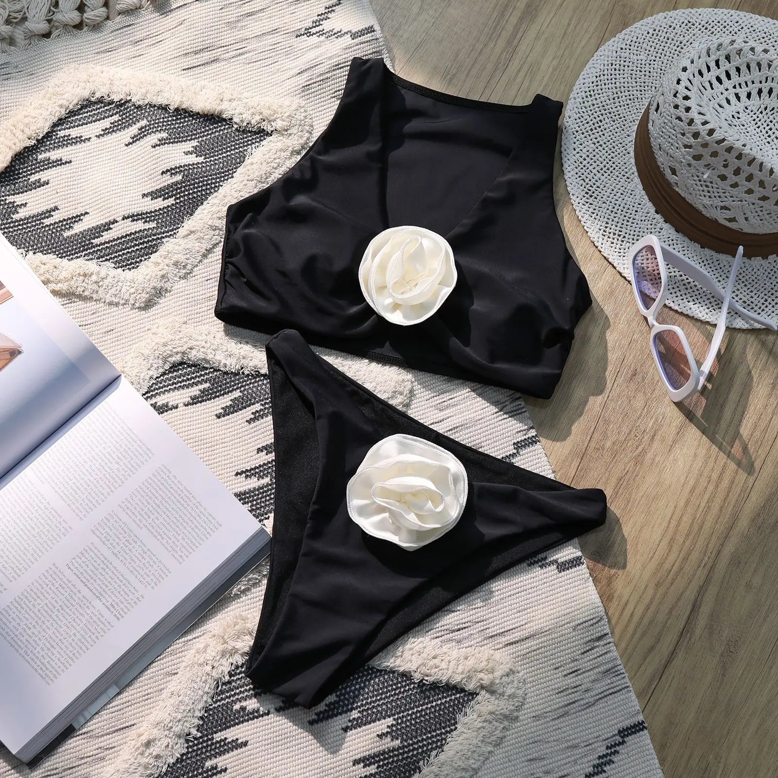 Damernas Högmidjade Bikini Set Nylon-elastan 4
