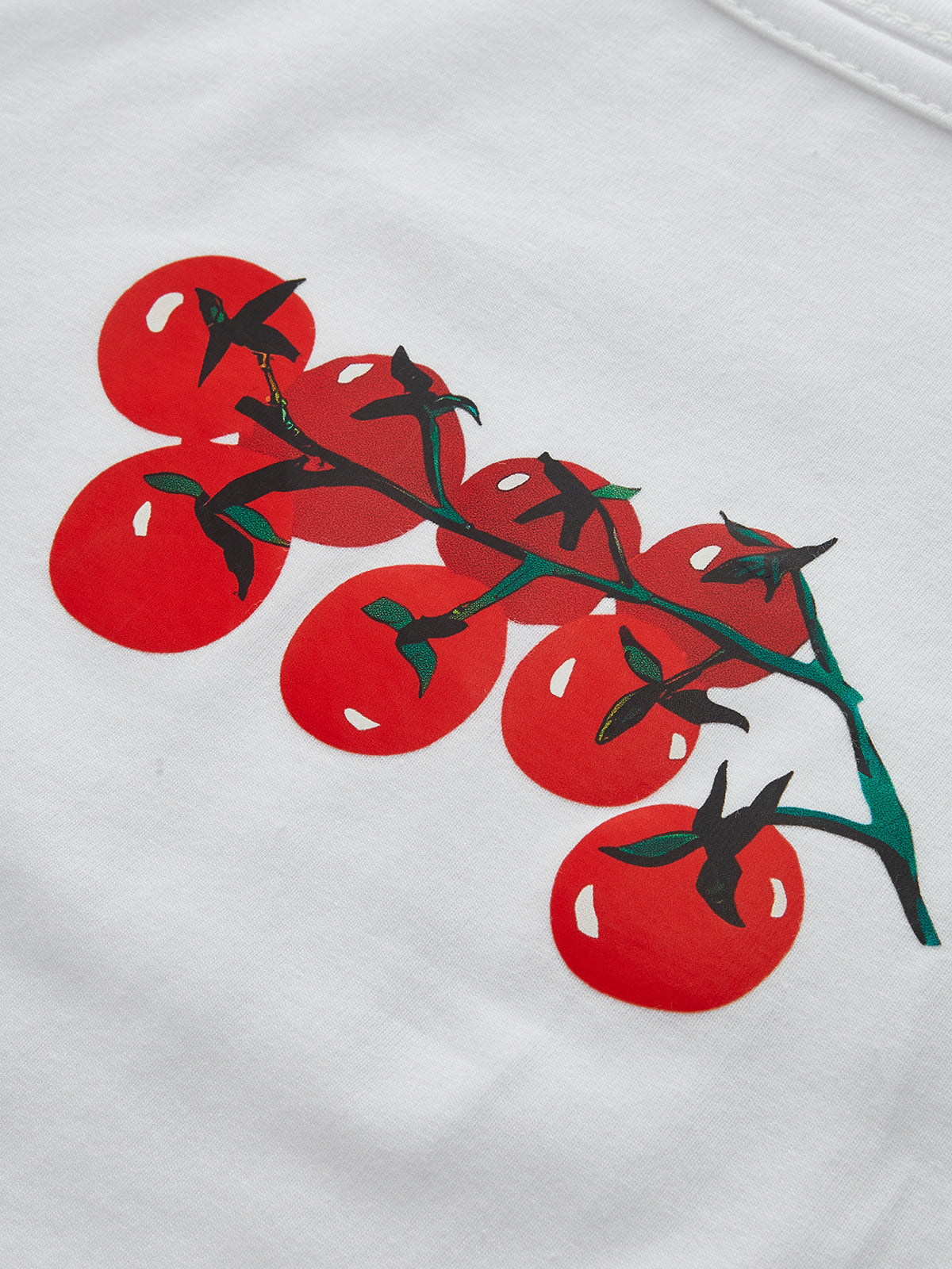 Kvinnors Crop Top T-Shirt Bomull med Körsbärstryck 3