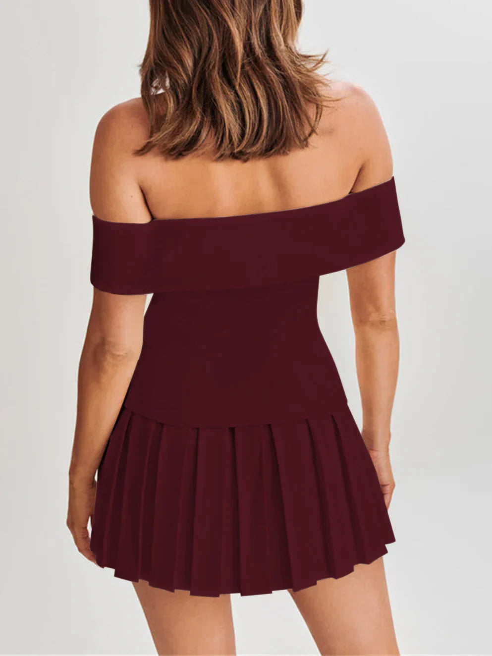 Dam Off-Shoulder Set Bomull Polyester Elegant Sommarkläder 4