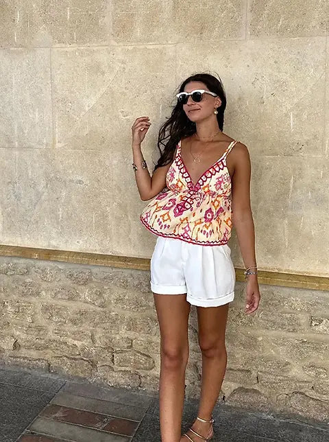 Dam Blus 100% Bomull Blommig 5