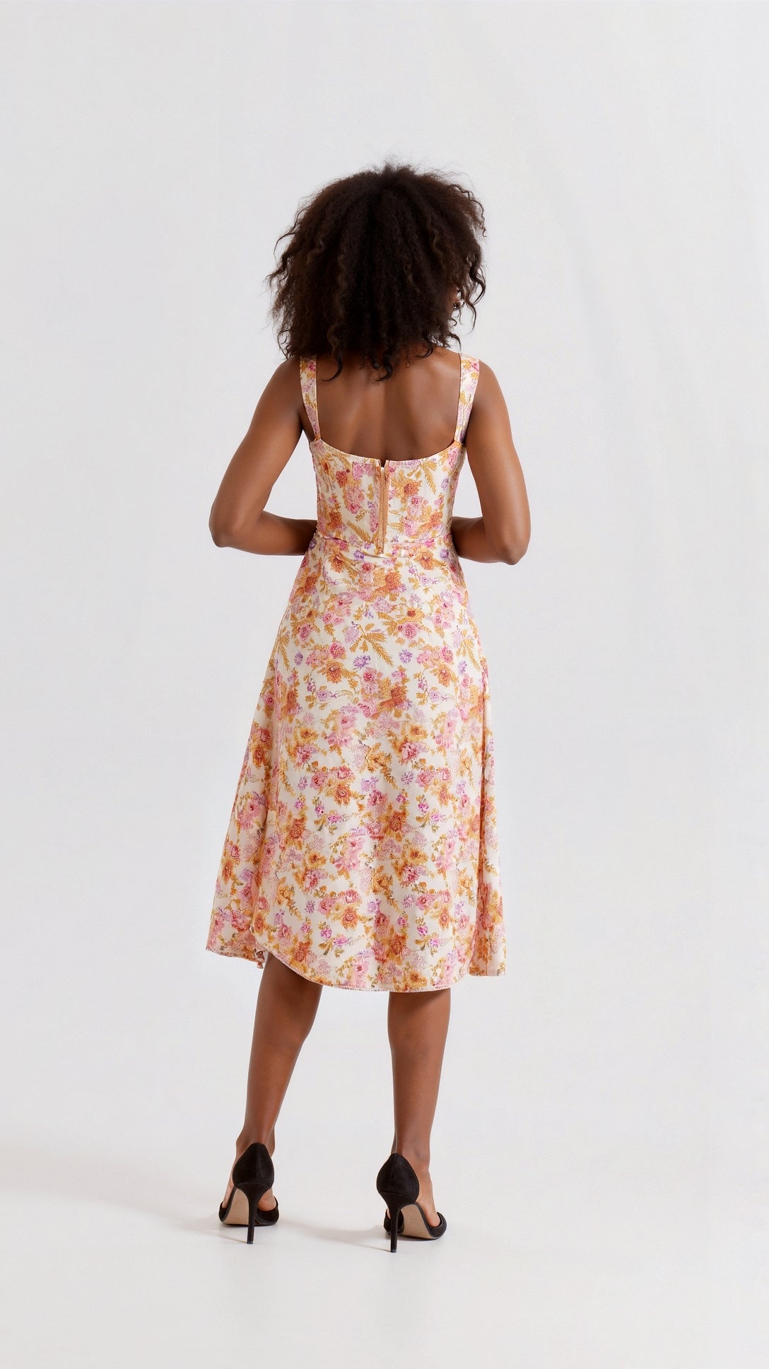 Kvinnors Midi Klänning Jacquard Blommönster Off-Shoulder 7