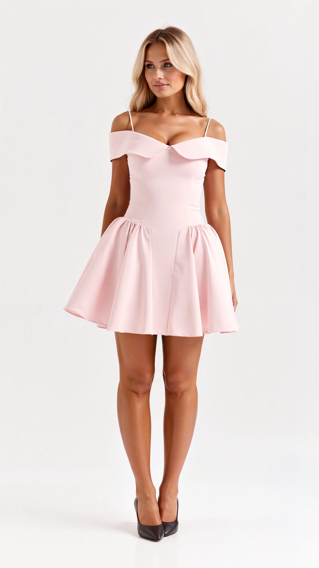 Kvinnors Mini Klänning Polyester Blommig Off-Shoulder 3