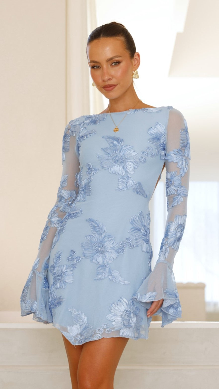 Kvinnors Mini Klänning Polyester Blommönster 0