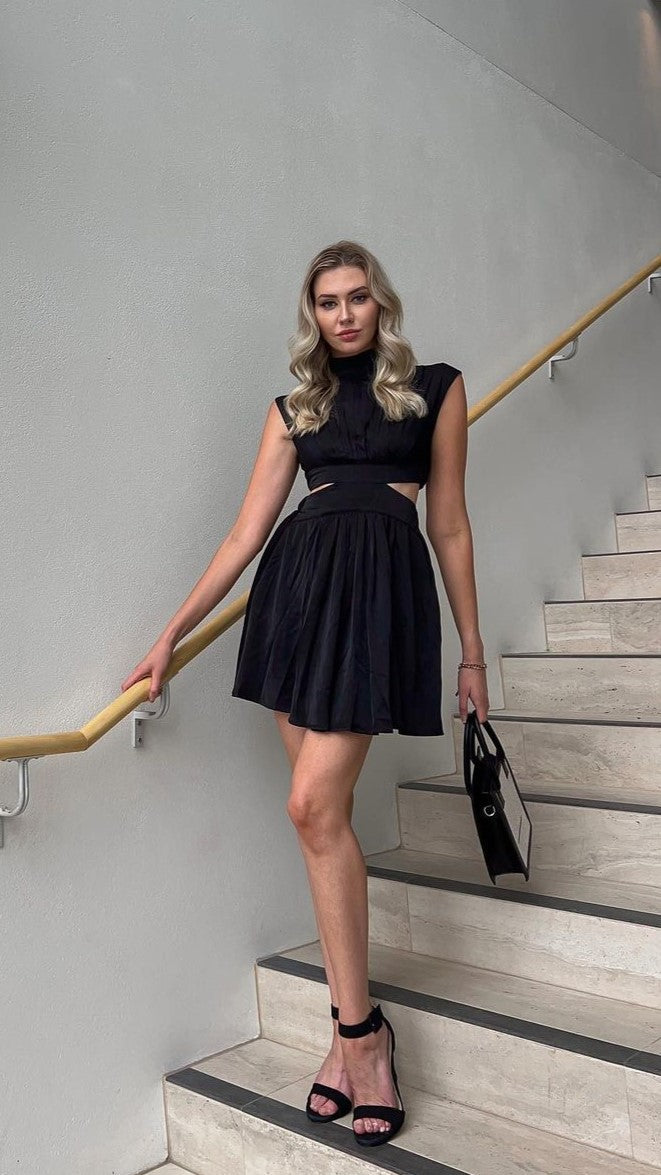 Kvinnors Mini Klänning Polyester Rayon Hög Hals Ärmlös Elegant 2