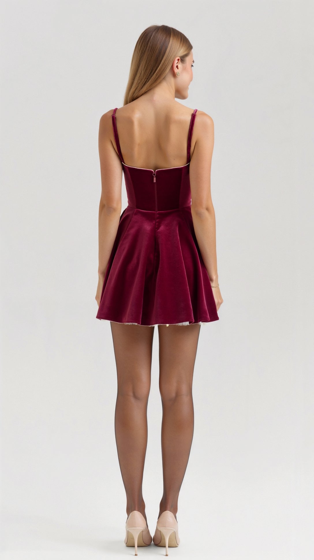 Kvinnors Mini Klänning Sammet Bustier Stil 1