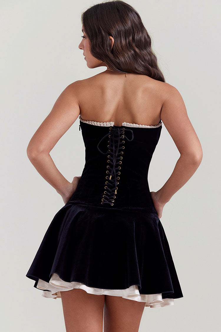 Kvinnors Mini Klänning Sammet Satin Flared 4