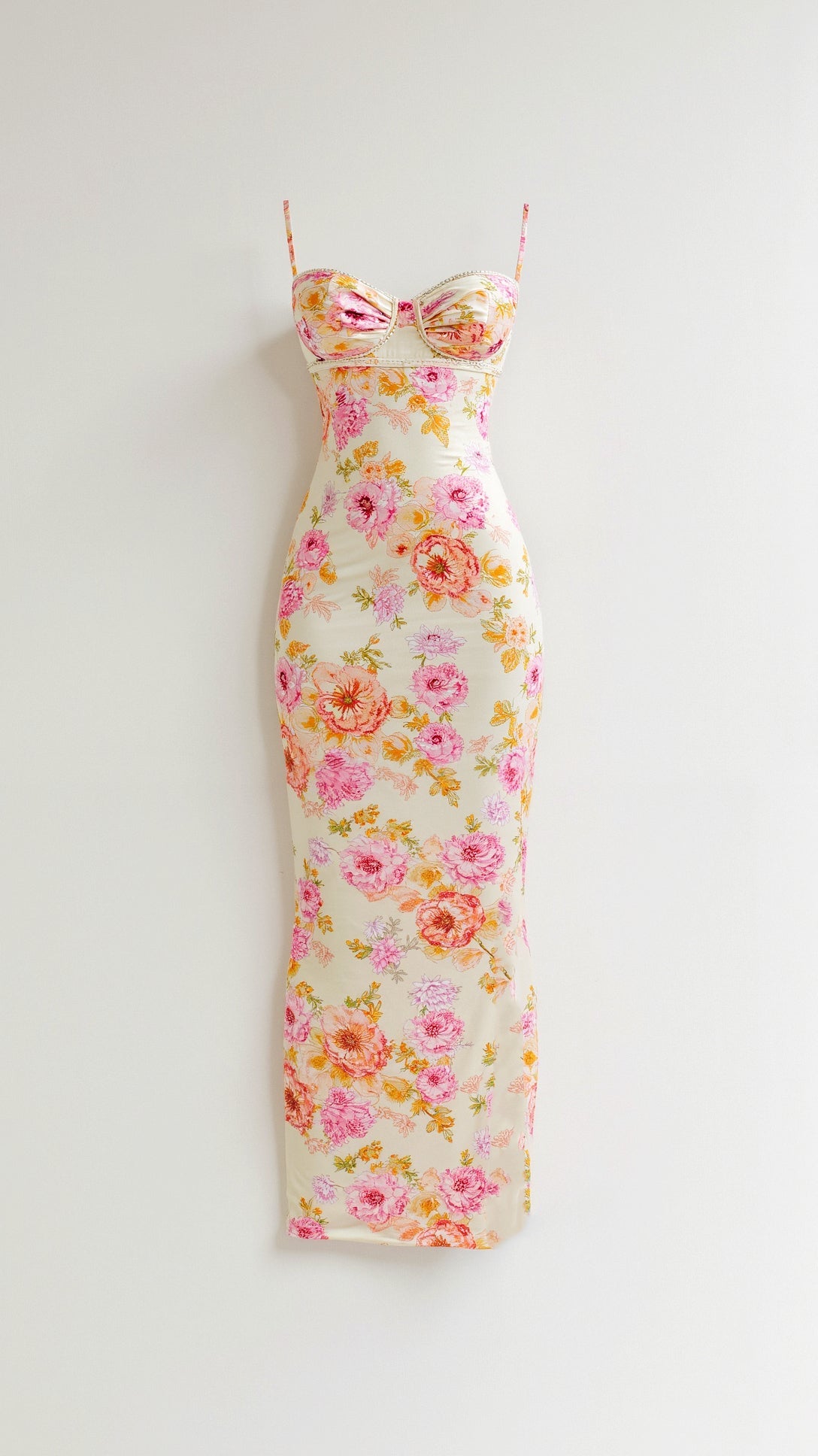 Maxiklänning Dam Blommig 100% Polyester Långärmad Hjärtformad Halsringning 5