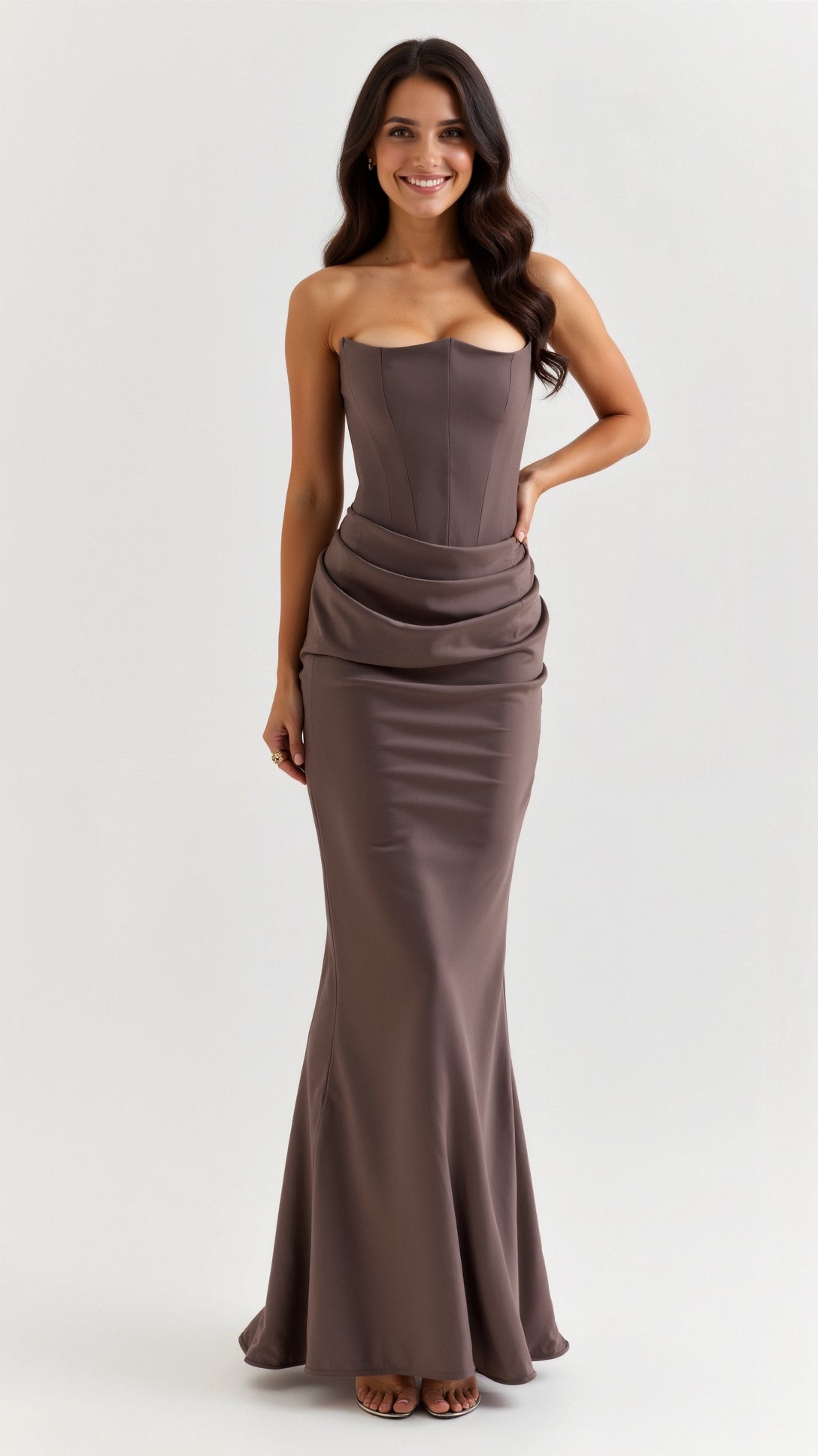 Maxiklänning Dam Bustier Stil Mermaid Silhuett Lång Klänning 3