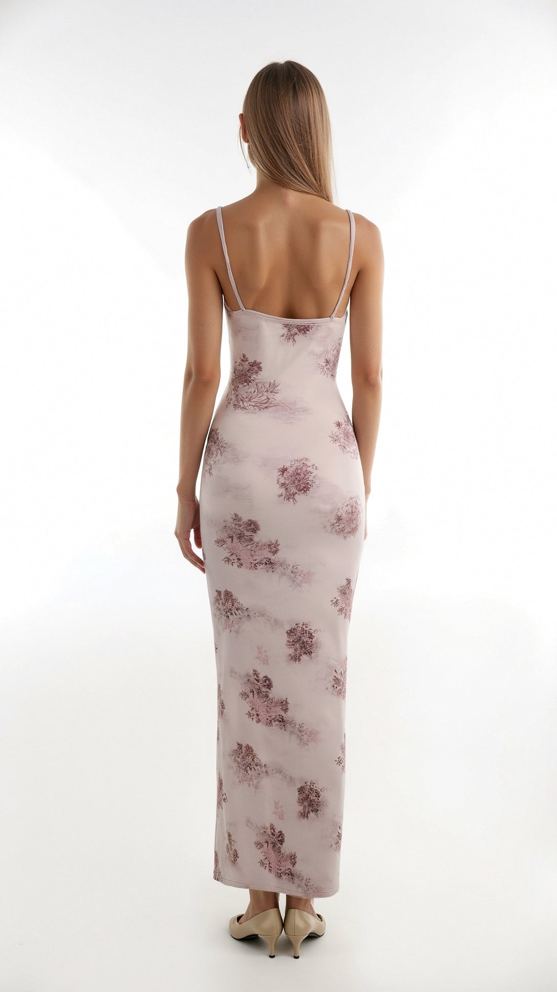 Maxiklänning Dam Chiffong med Bustier Stil och Blommönster - Långa Klänningar för Sommar 1