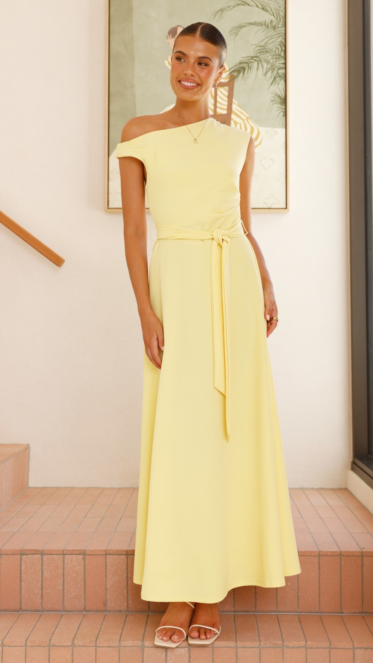 Maxiklänning Dam Polyester Off-Shoulder A-Linje Flödande Kjol Sommar 0