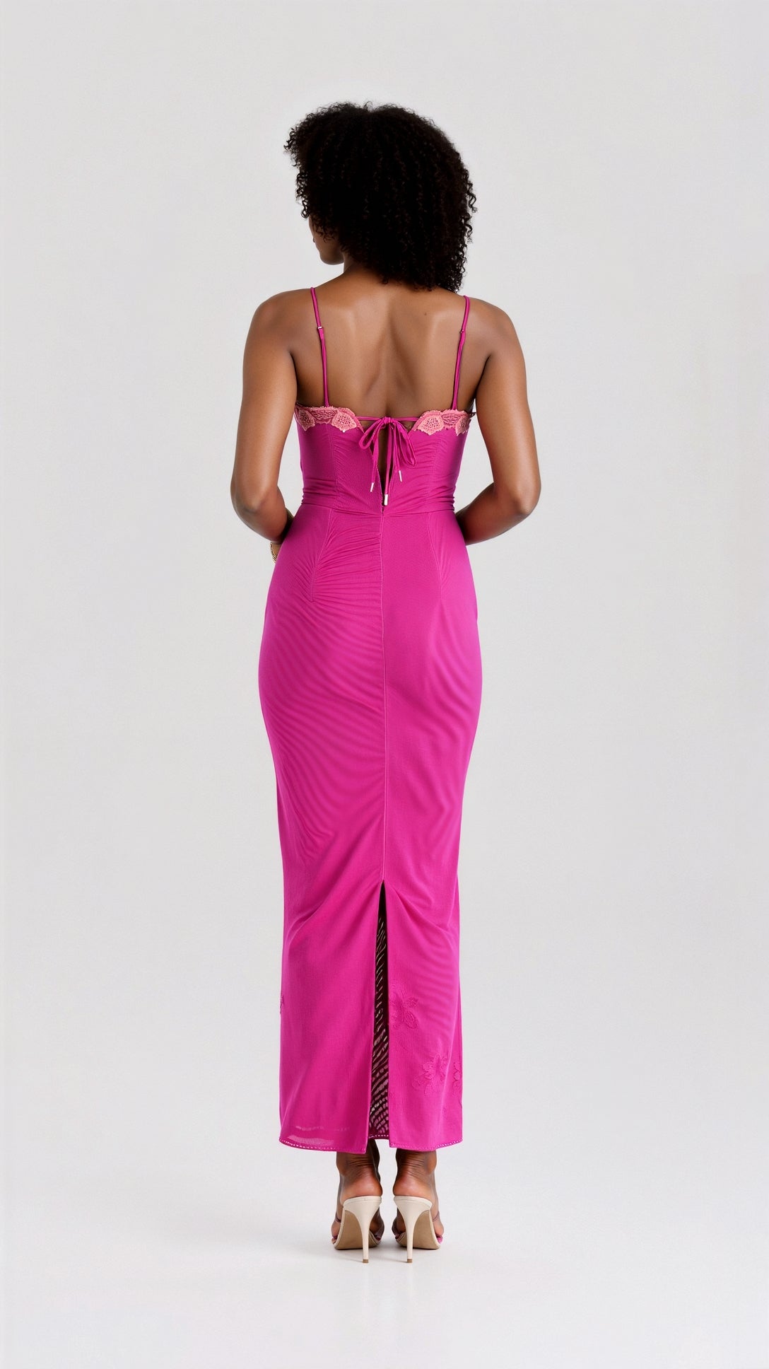 Maxiklänning Dam Polyester med Bustier Stil och Spetsdetalj för Sommarfester 4