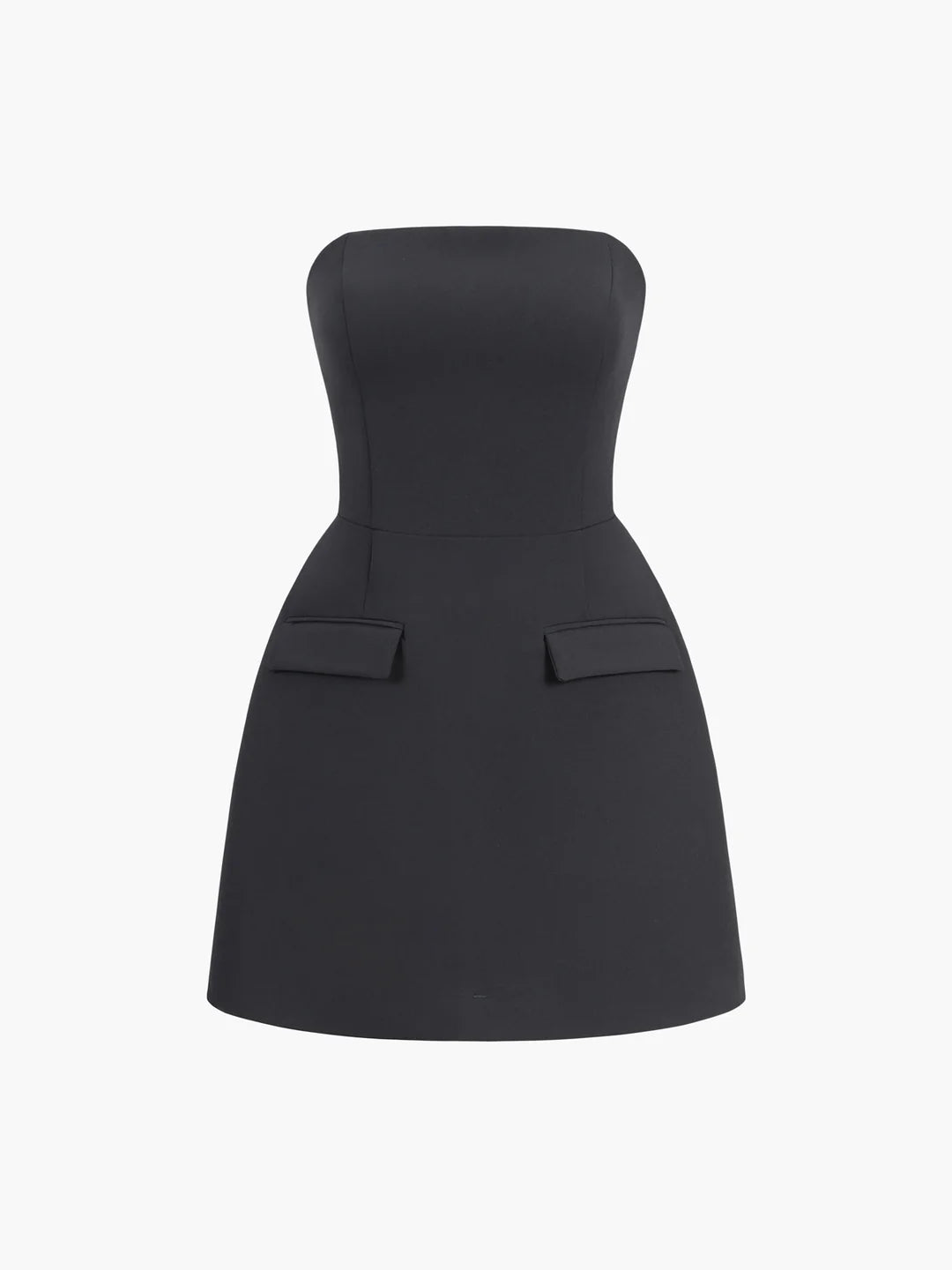 Svart Miniklänning med Bodycon Passform – Strapless Design i Medium-Vikt Tyg med Stretch 3