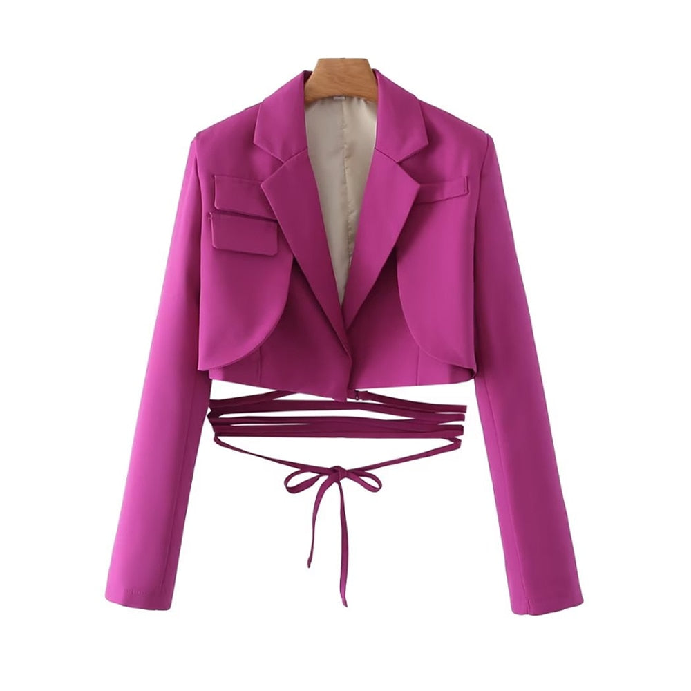 Kvinnors Cropped Blazer Polyester 8